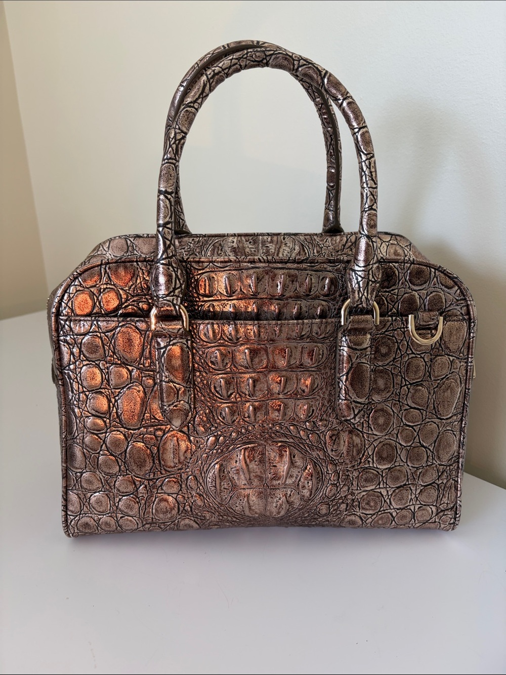 “New-ish” Brahmin Marissa Bronze Nebula Satchel with Matching Veronica Wallet. - Picture 6 of 10